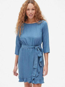 Faux-Wrap Ruffle Hem Dress