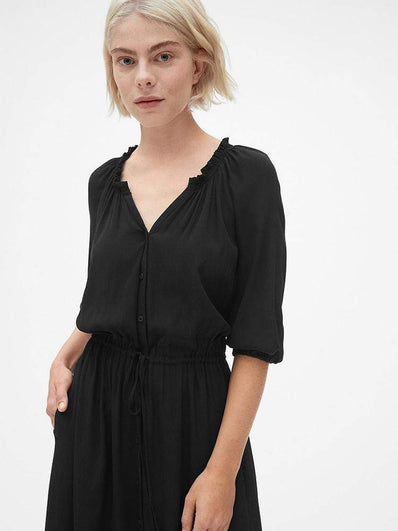 Tie-Waist Maxi Shirtdress