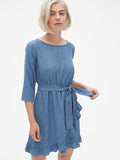 Faux-Wrap Ruffle Hem Dress