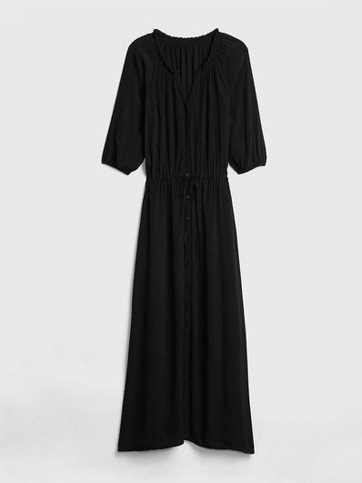 Tie-Waist Maxi Shirtdress