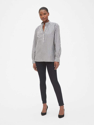 Stripe Shirred Popover Shirt