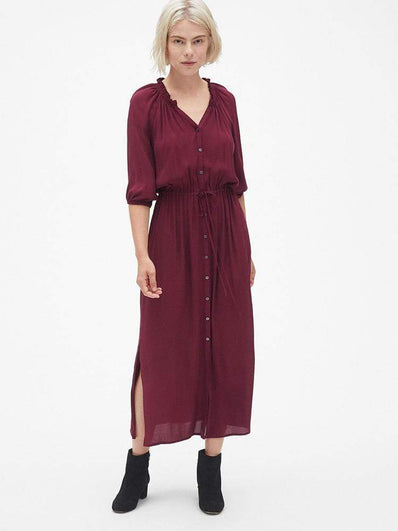 Tie-Waist Maxi Shirtdress
