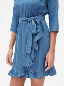Faux-Wrap Ruffle Hem Dress