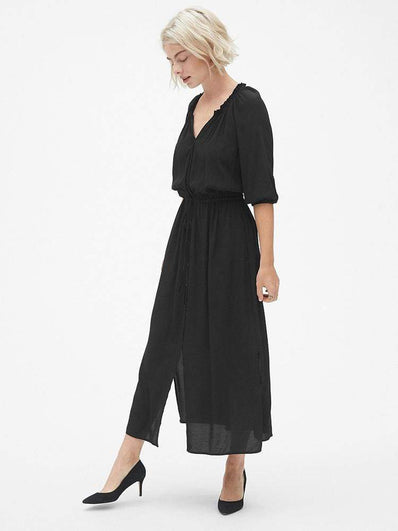 Tie-Waist Maxi Shirtdress