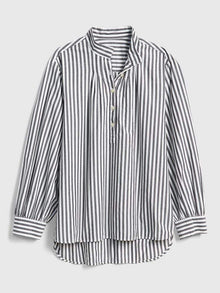 Stripe Shirred Popover Shirt