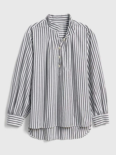 Stripe Shirred Popover Shirt